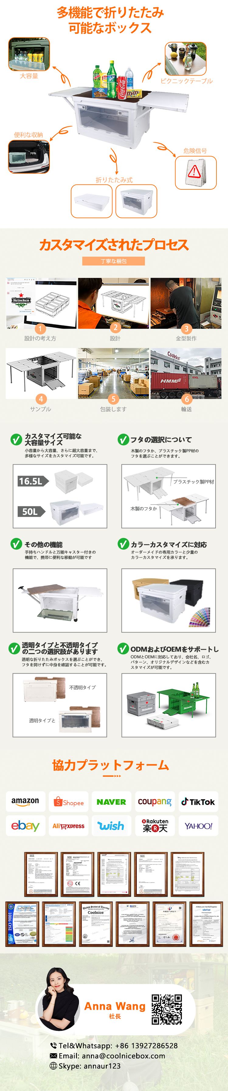 50L折りたたみコンテナ卸売 - 木製フタ付き | 業務用多機能収納ソリューション